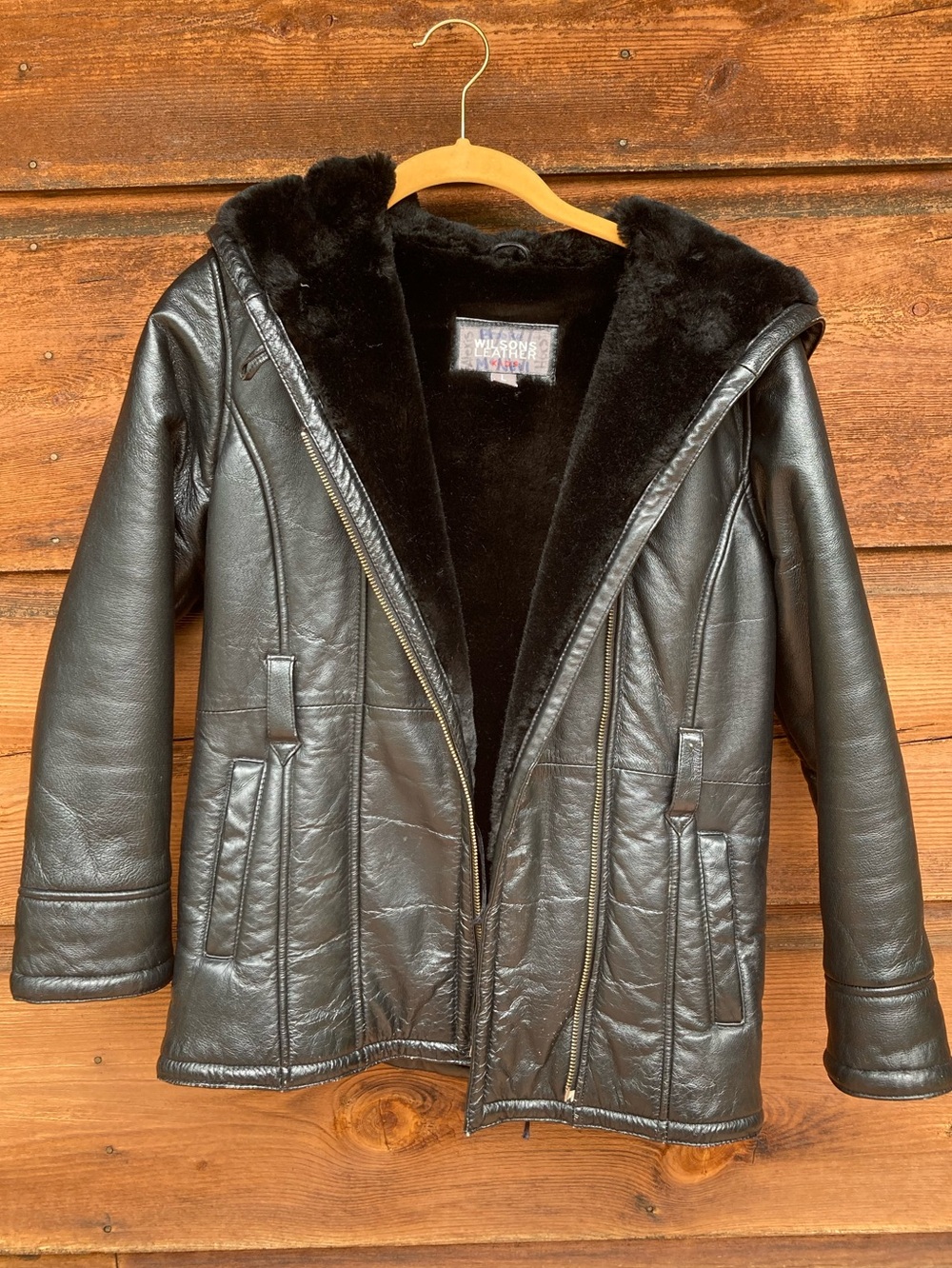 Wilsons Leather Black Faux Shearling Lined Kids Jacket
